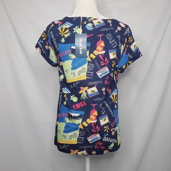 NEW MODCLOTH top‎ delightful demeanor linen short sleeve shirt M - Picture 4 of 11